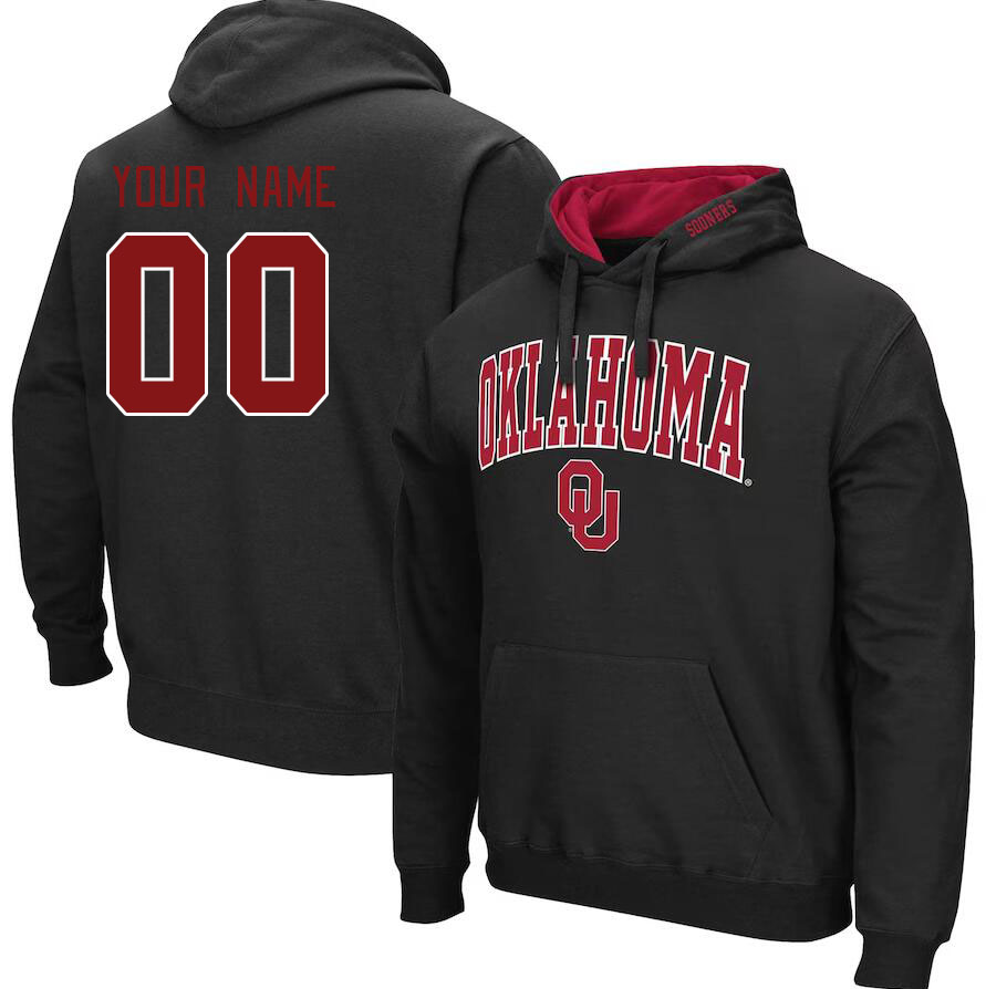 Custom Oklahoma Sooners College Name And Number Hoodie-Black